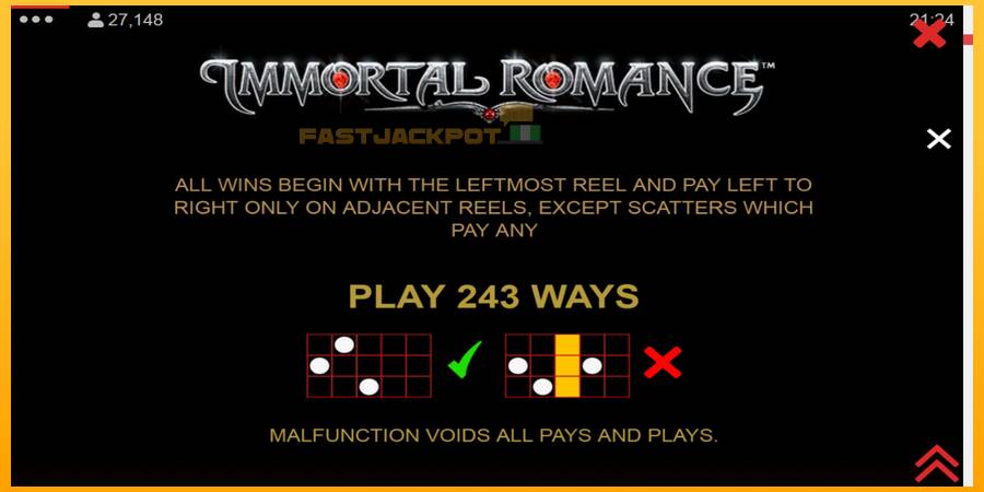 Hrací automat: Immortal Romance s reálnou šancou na výhru