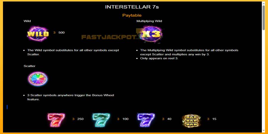 Hrací automat: Interstellar 7s s reálnou šancou na výhru