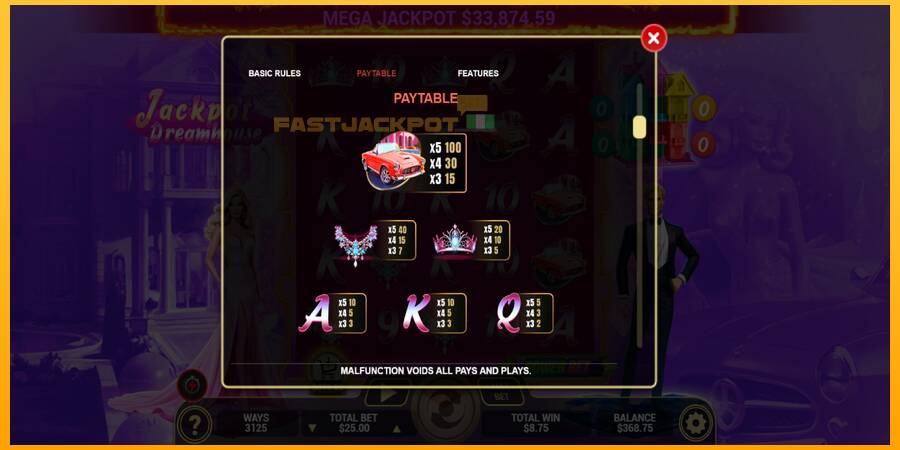 Hrací automat: Jackpot Dreamhouse s reálnou šancou na výhru