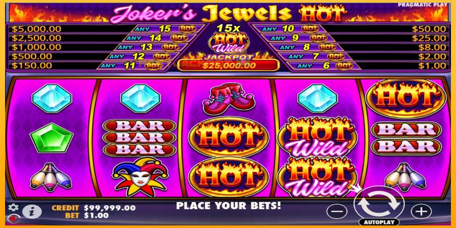 Hrací automat: Jokers Jewels Hot s reálnou šancou na výhru