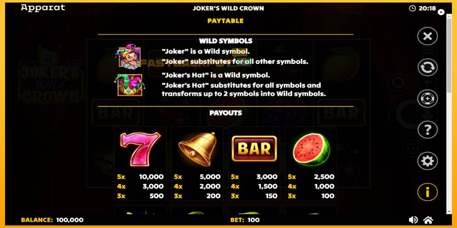 Hrací automat: Jokers Wild Crown Diamond Treasures s reálnou šancou na výhru