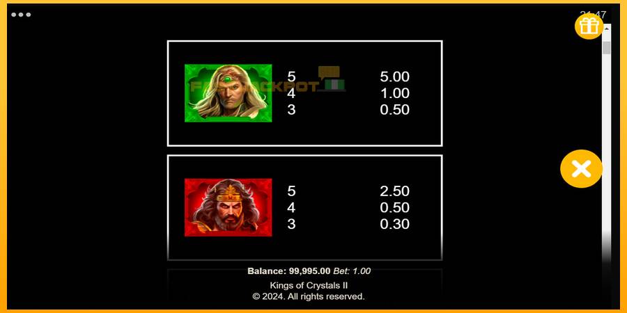 Hrací automat: Kings of Crystals II Power Combo s reálnou šancou na výhru