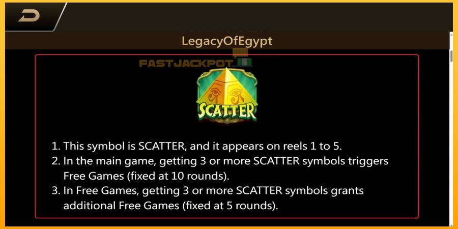 Hrací automat: Legacy of Egypt s reálnou šancou na výhru