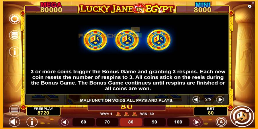 Hrací automat: Lucky Jane in Egypt Hold & Win s reálnou šancou na výhru