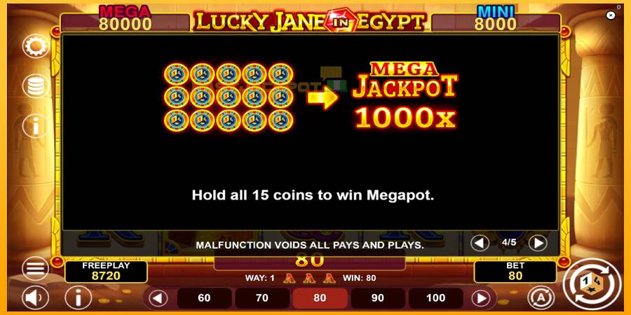 Hrací automat: Lucky Jane in Egypt Hold & Win s reálnou šancou na výhru