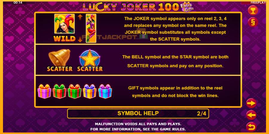 Hrací automat: Lucky Joker 100 Extra Gifts s reálnou šancou na výhru