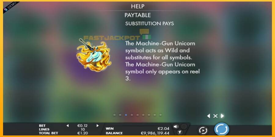 Hrací automat: Machine Gun Unicorn s reálnou šancou na výhru