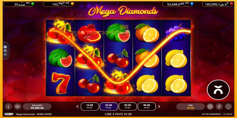 Hrací automat: Mega Diamonds s reálnou šancou na výhru