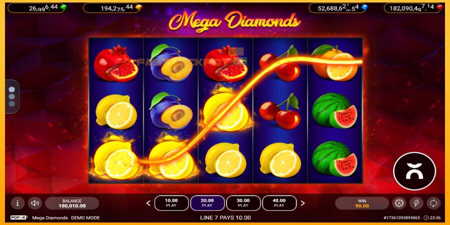 Hrací automat: Mega Diamonds s reálnou šancou na výhru