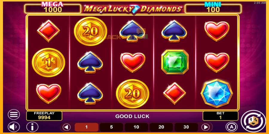 Hrací automat: Mega Lucky Diamonds Hold & Win s reálnou šancou na výhru