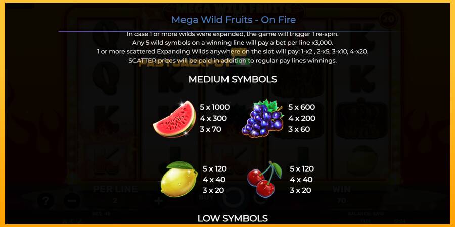 Hrací automat: Mega Wild Fruits - On Fire s reálnou šancou na výhru