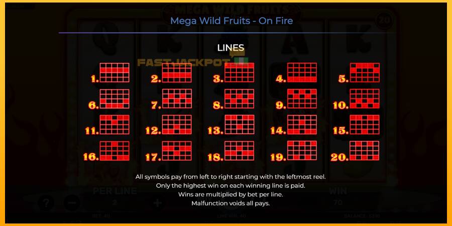 Hrací automat: Mega Wild Fruits - On Fire s reálnou šancou na výhru