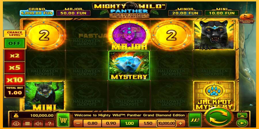 Hrací automat: Mighty Wild: Panther Grand Diamond Edition Halloween Jackpots s reálnou šancou na výhru