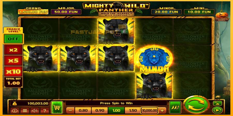 Hrací automat: Mighty Wild: Panther Grand Gold Edition Halloween Jackpots s reálnou šancou na výhru