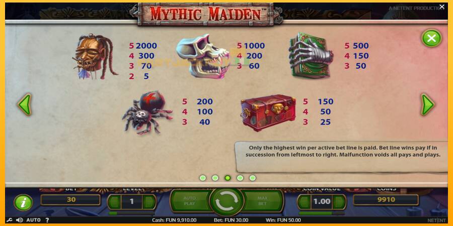 Hrací automat: Mythic Maiden s reálnou šancou na výhru