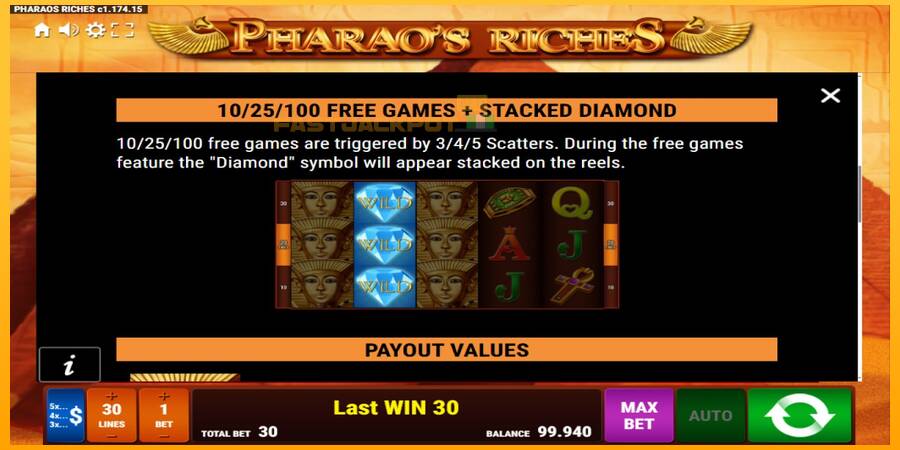 Hrací automat: Pharaos Riches s reálnou šancou na výhru