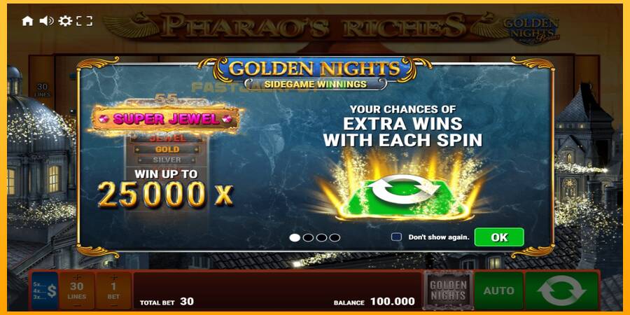 Hrací automat: Pharaos Riches Golden Nights s reálnou šancou na výhru