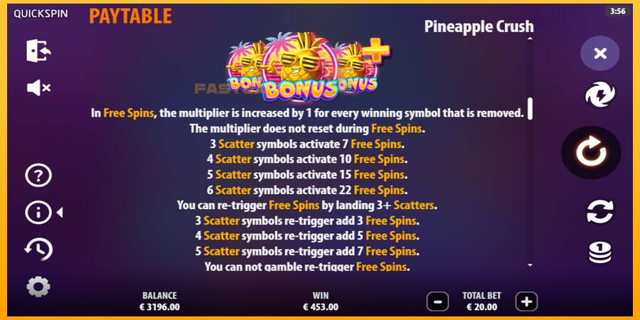 Hrací automat: Pineapple Crush s reálnou šancou na výhru