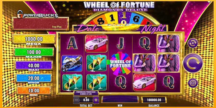 Hrací automat: PowerBucks Wheel of Fortune Diamonds Deluxe Date Night s reálnou šancou na výhru