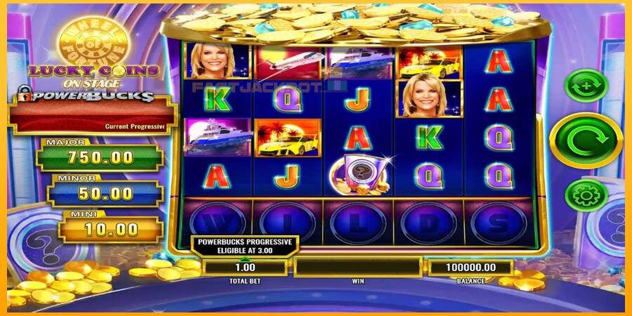 Hrací automat: PowerBucks Wheel of Fortune Lucky Coins On Stage s reálnou šancou na výhru