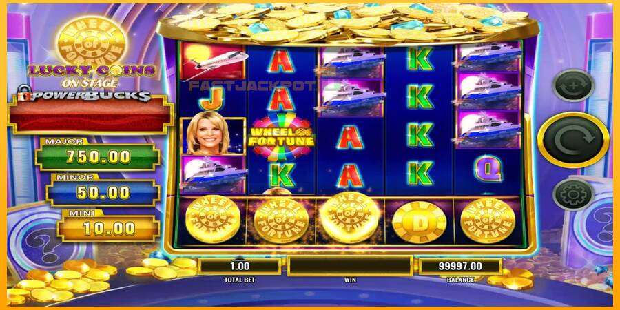 Hrací automat: PowerBucks Wheel of Fortune Lucky Coins On Stage s reálnou šancou na výhru