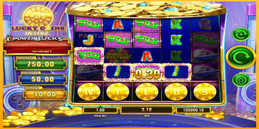 Hrací automat: PowerBucks Wheel of Fortune Lucky Coins On Stage s reálnou šancou na výhru