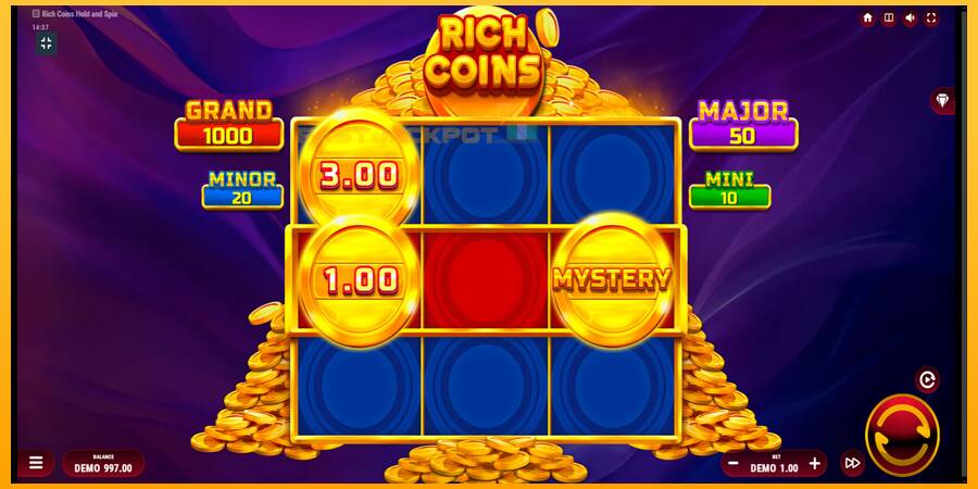 Hrací automat: Rich Coins Hold and Spin s reálnou šancou na výhru