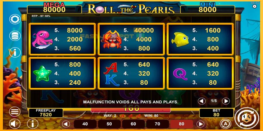 Hrací automat: Roll The Pearls Hold & Win s reálnou šancou na výhru