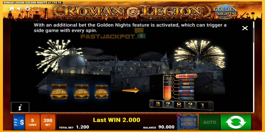 Hrací automat: Roman Legion Golden Nights s reálnou šancou na výhru