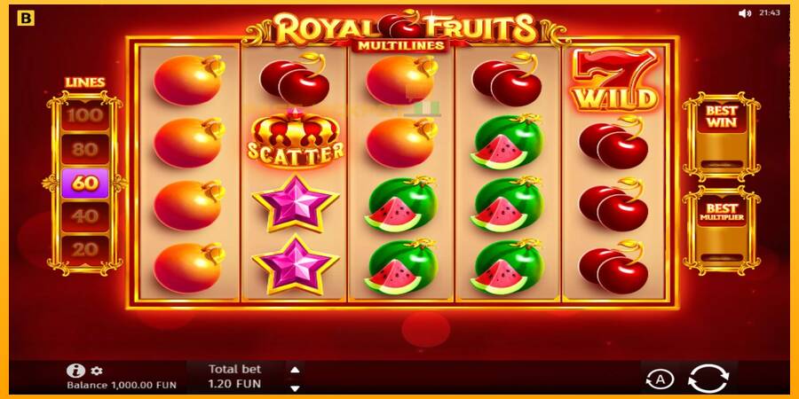 Hrací automat: Royal Fruits Multilines s reálnou šancou na výhru