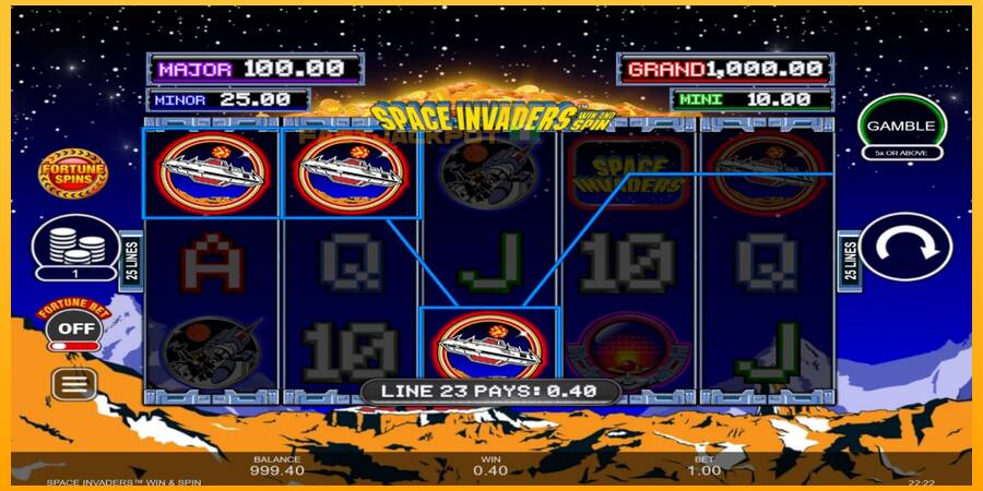 Hrací automat: Space Invaders Win and Spin s reálnou šancou na výhru