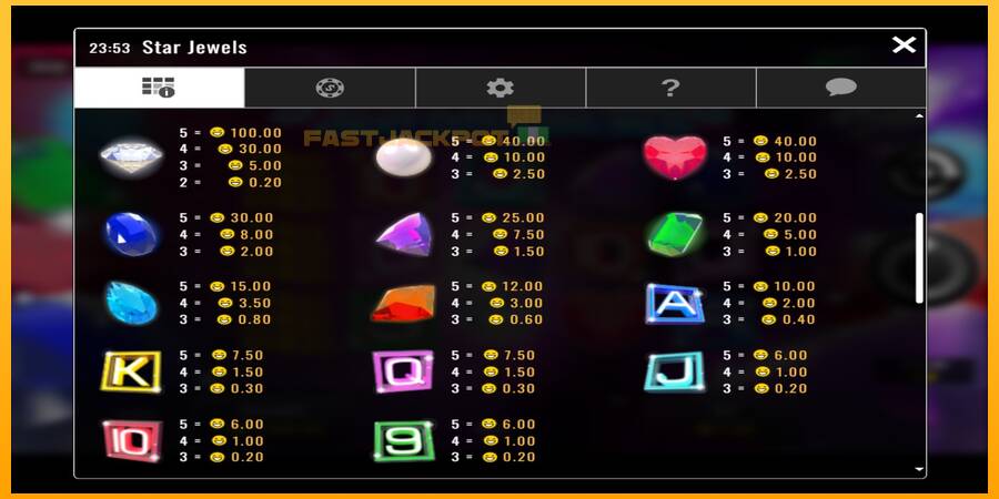 Hrací automat: Star Jewels s reálnou šancou na výhru