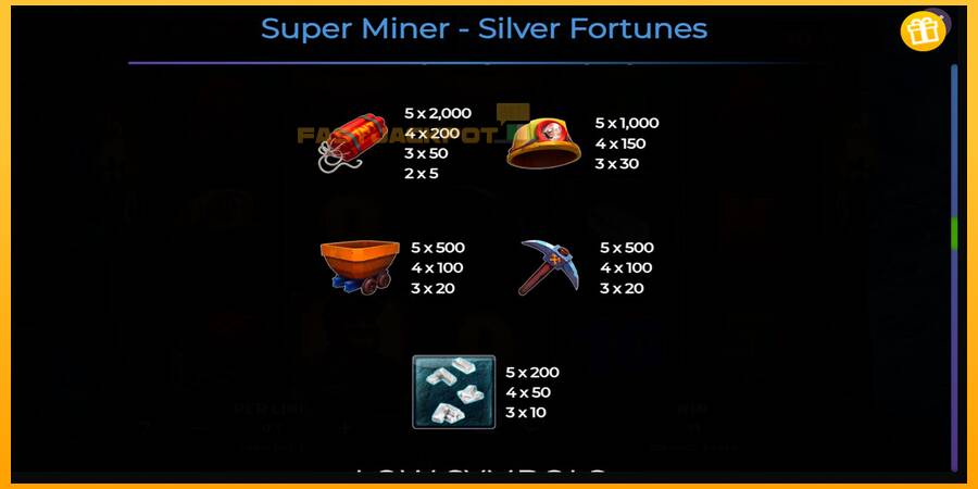 Hrací automat: Super Miner Silver Fortunes s reálnou šancou na výhru