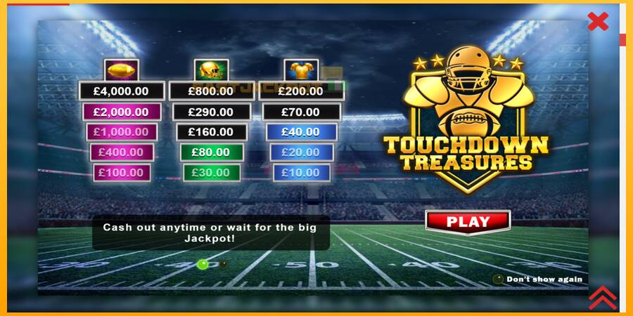 Hrací automat: Touchdown Treasures s reálnou šancou na výhru