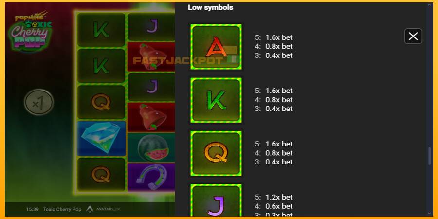 Hrací automat: Toxic CherryPop s reálnou šancou na výhru