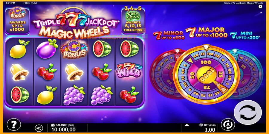 Hrací automat: Triple 777 Jackpot Magic Wheels s reálnou šancou na výhru