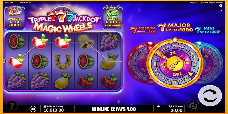 Hrací automat: Triple 777 Jackpot Magic Wheels s reálnou šancou na výhru