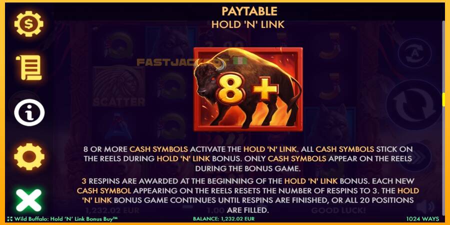 Hrací automat: Wild Buffalo Hold N Link Bonus Buy s reálnou šancou na výhru