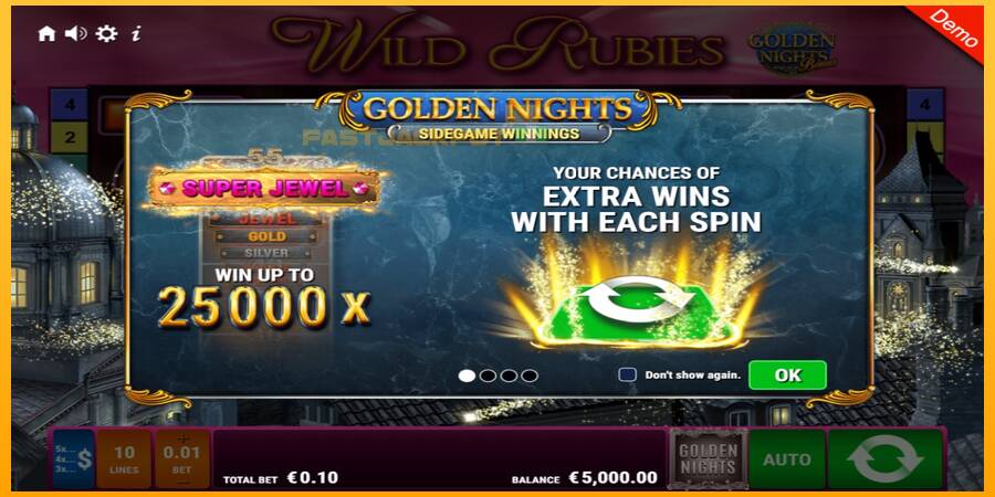 Hrací automat: Wild Rubies Golden Nights s reálnou šancou na výhru