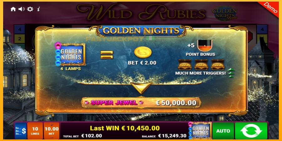 Hrací automat: Wild Rubies Golden Nights s reálnou šancou na výhru