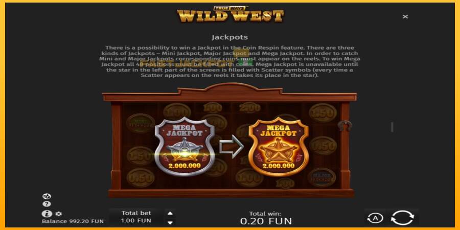 Hrací automat: Wild West Trueways s reálnou šancou na výhru