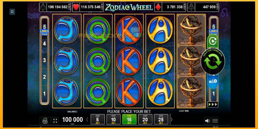 Hrací automat: Zodiac Wheel s reálnou šancou na výhru