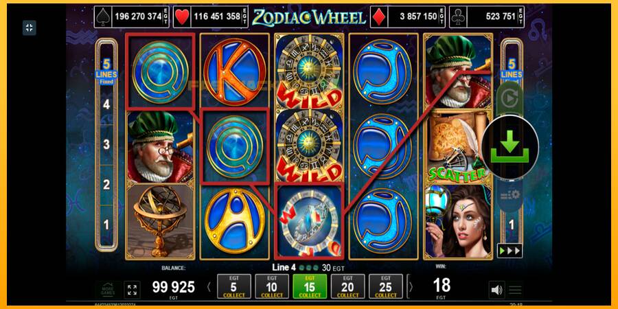 Hrací automat: Zodiac Wheel s reálnou šancou na výhru