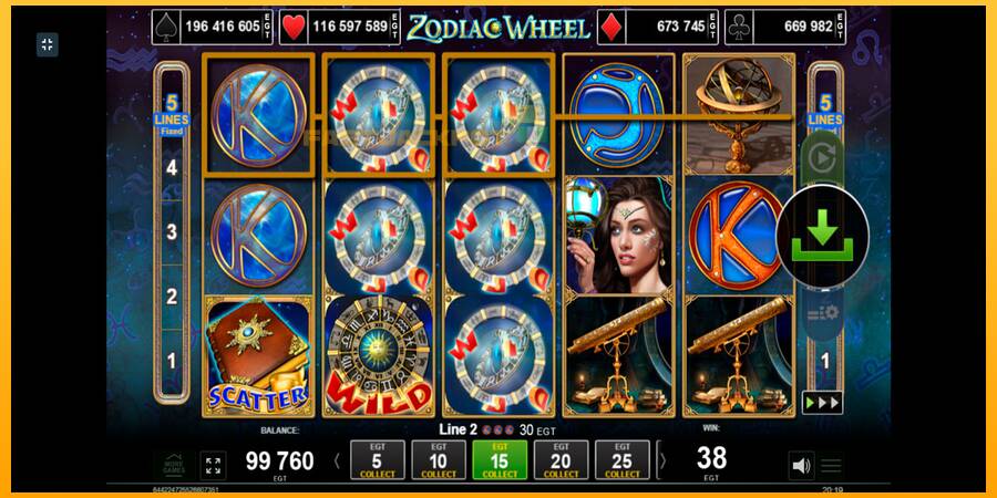 Hrací automat: Zodiac Wheel s reálnou šancou na výhru