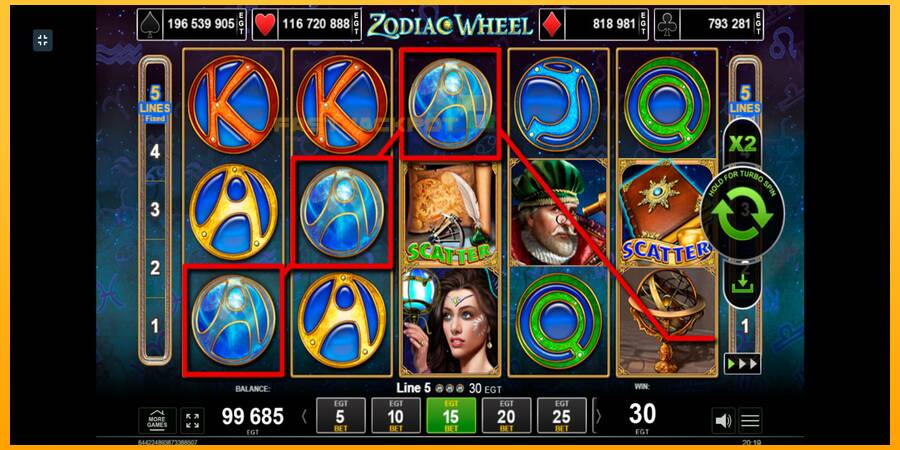 Hrací automat: Zodiac Wheel s reálnou šancou na výhru